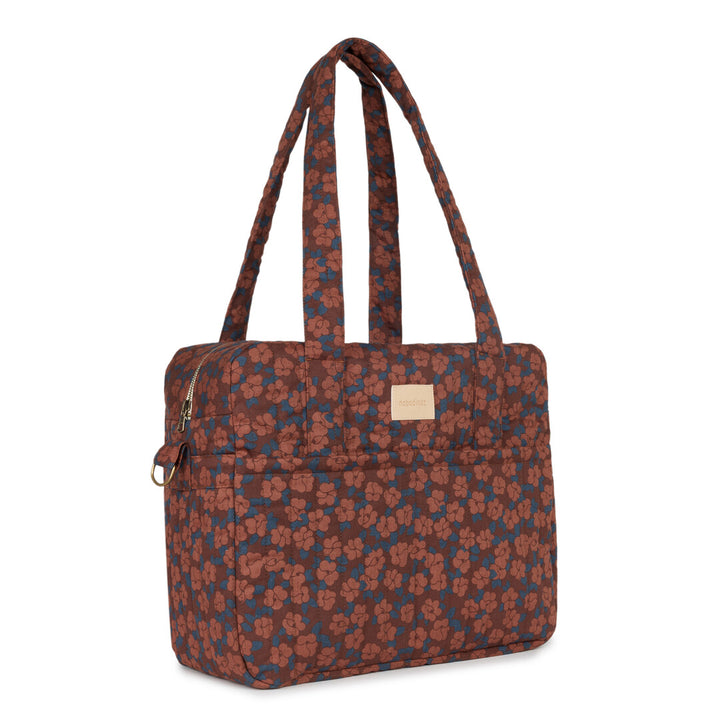 Nobodinoz- Hyde Park Waterproof Stroller Bag - Maroon Poppies