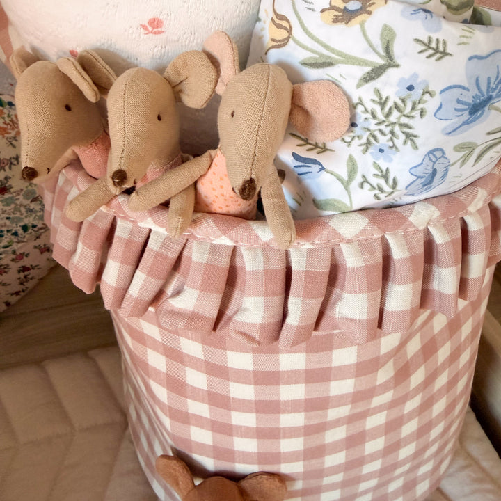 Mabel & Fox - Gingham Ruffle Basket - Pink