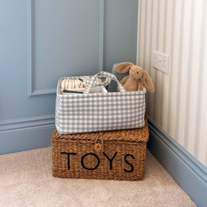 Mabel & Fox - Gingham Nappy Caddy - Blue