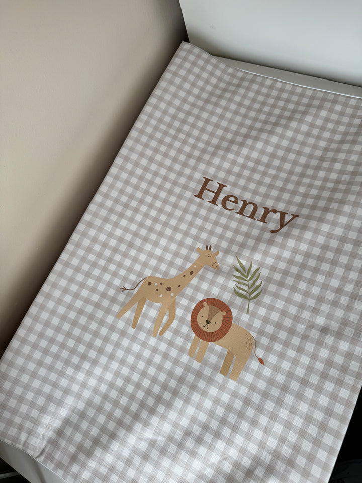 Mabel & Fox - Personalised Wedge Baby Changing Mat - Boho Safari - Mabel & Fox