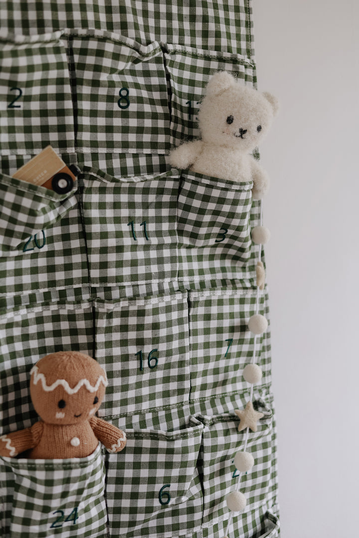 Mabel & Fox - Personalised Green Gingham Advent Calendar - Embroidered