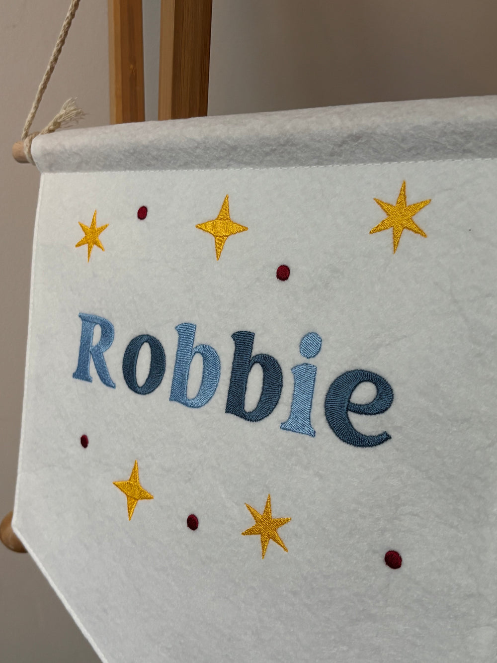 Sample Sale (Personalised - Robbie) - Mabel & Fox - Personalised Felt Flag - Starburst - Mabel & Fox