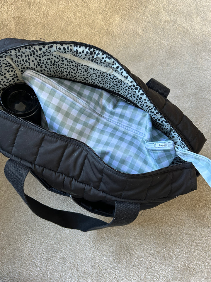 Mabel & Fox - 2 Pcs Wet Bag Set - Beige & Sage Gingham - Mabel & Fox