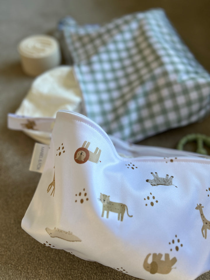 Mabel & Fox - 2 Pcs Wet Bag Set - Boho Safari & Natural Wildflower - Mabel & Fox