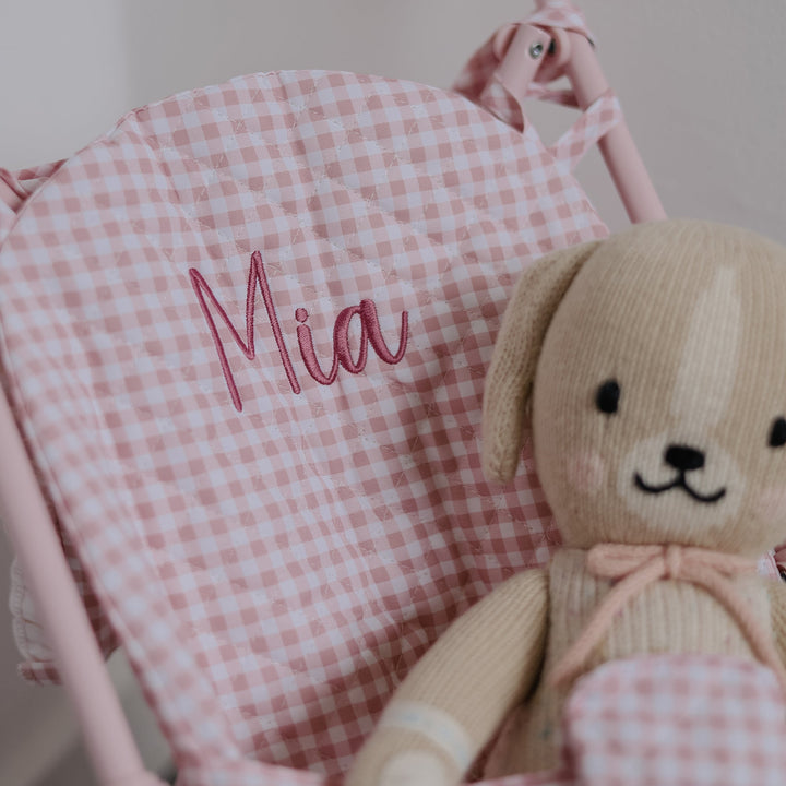 Tutete - Personalised Gingham Doll Stroller - Vichy