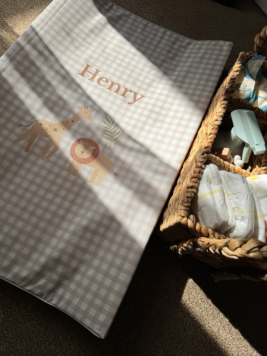 Mabel & Fox - Personalised Wedge Baby Changing Mat - Boho Safari - Mabel & Fox