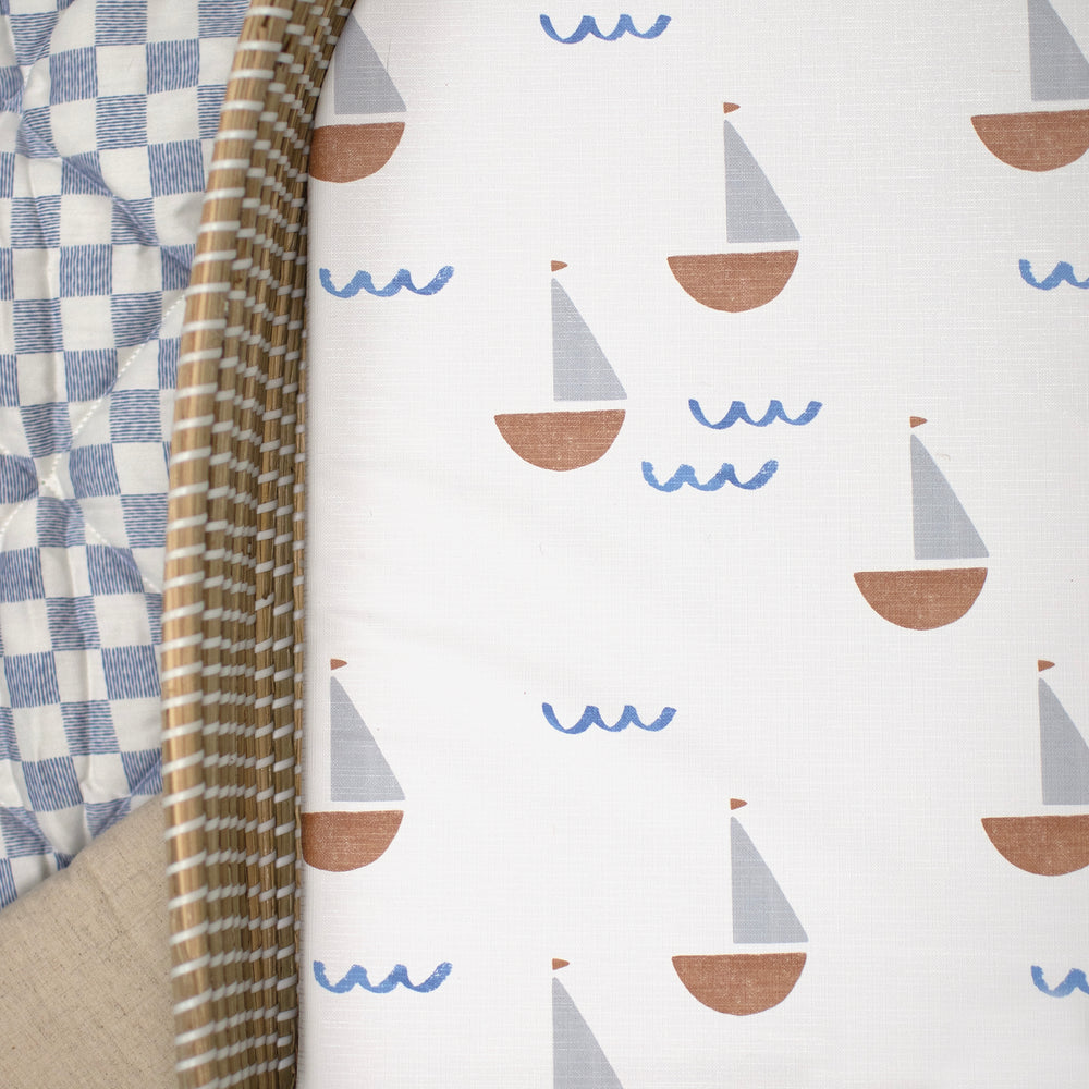 Mabel & Fox -  Basket Changing Mat - Sail Away - Mabel & Fox