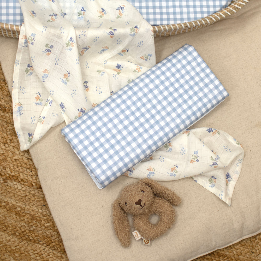 Mabel & Fox - Travel Changing Mat - Blue Gingham - Mabel & Fox