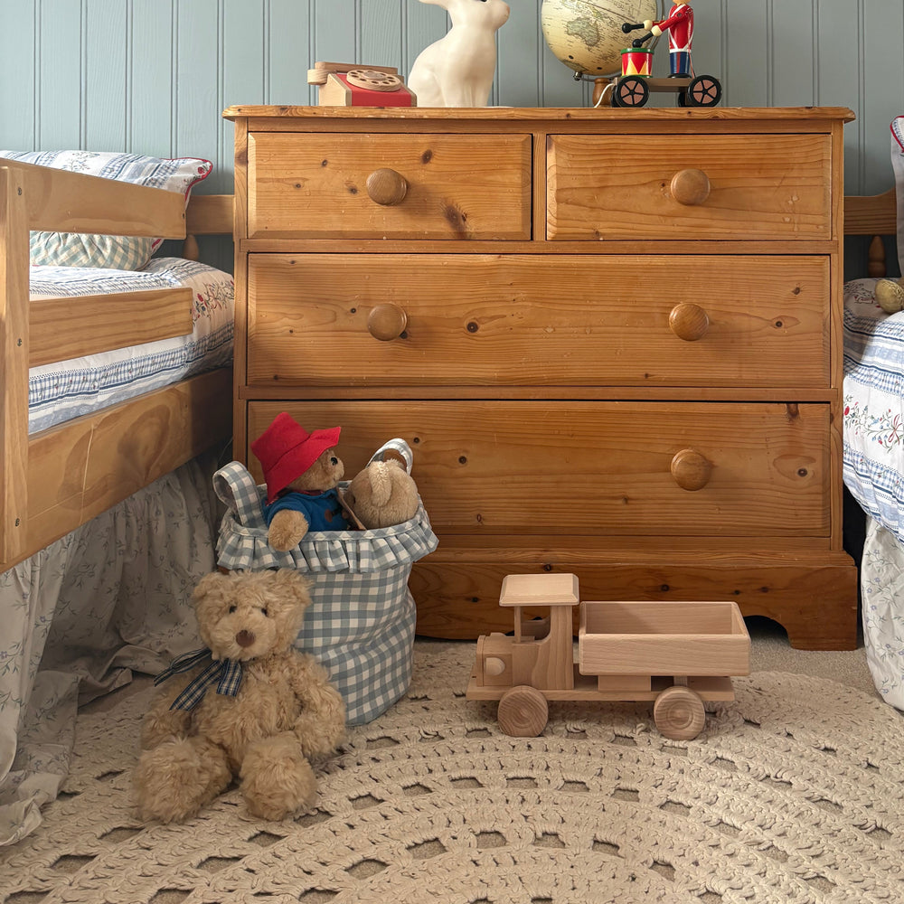 Mabel & Fox - Gingham Ruffle Basket - Blue - Mabel & Fox