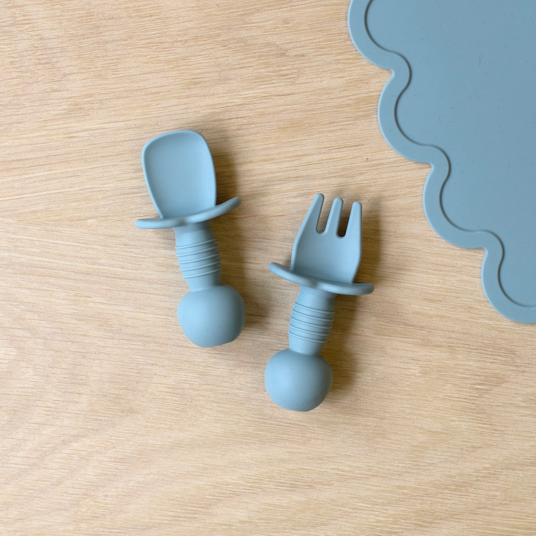 Mabel & Fox - Silicone Baby Cutlery - Blue