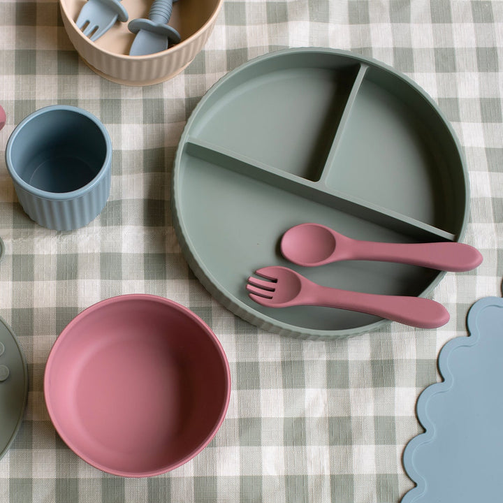 Mabel & Fox - Silicone Spoon & Fork Set - Pink