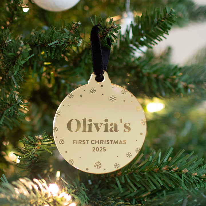 Mabel & Fox - Personalised Acrylic Decoration - First Christmas 2025