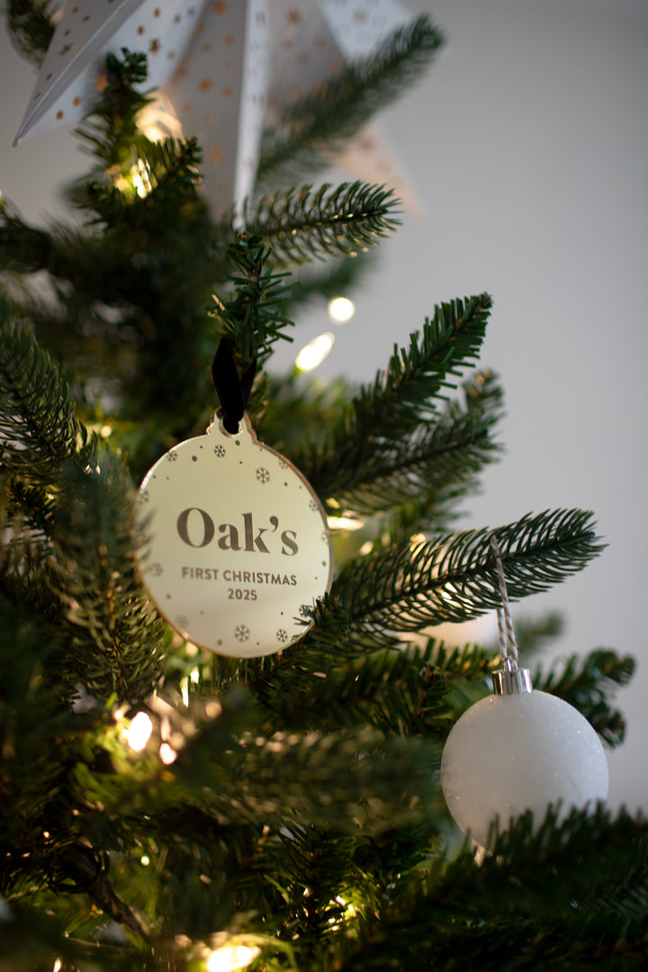 Mabel & Fox - Personalised Acrylic Decoration - First Christmas 2025