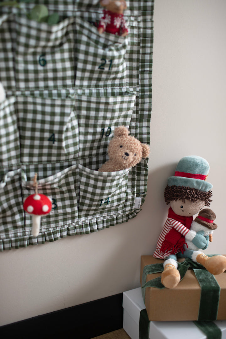Mabel & Fox - Personalised Green Gingham Ruffle Advent Calendar - Velvet Bow