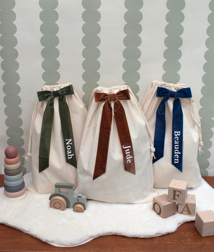 Mabel & Fox - Personalised Velvet Bow Gift Sack