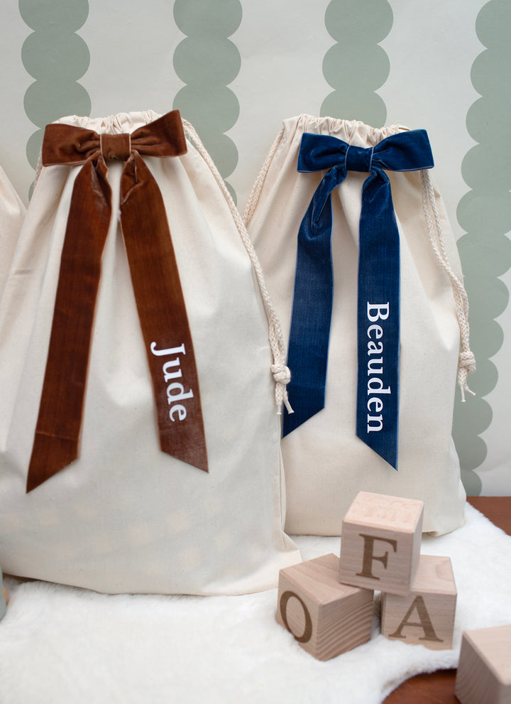 Mabel & Fox - Personalised Velvet Bow Gift Sack