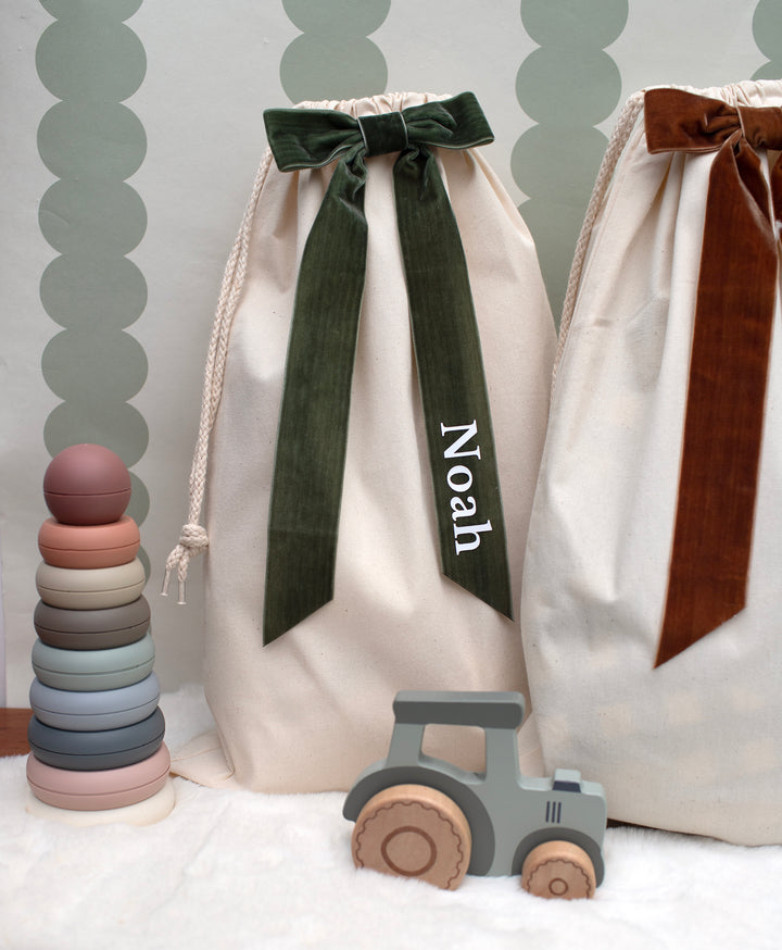 Mabel & Fox - Personalised Velvet Bow Gift Sack