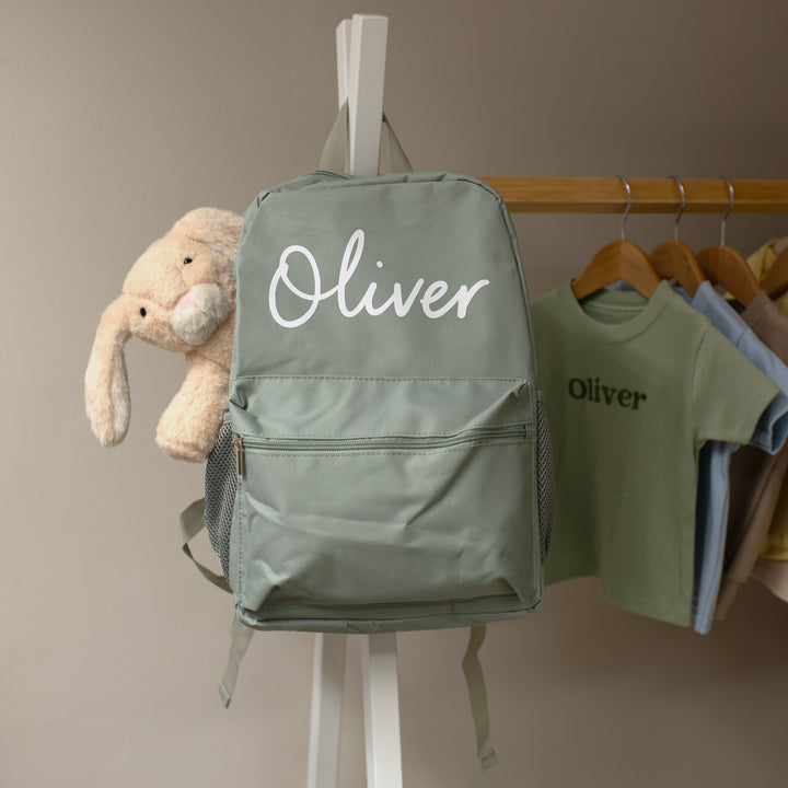 Mabel & Fox - Personalised Kids Large Backpack - Sage