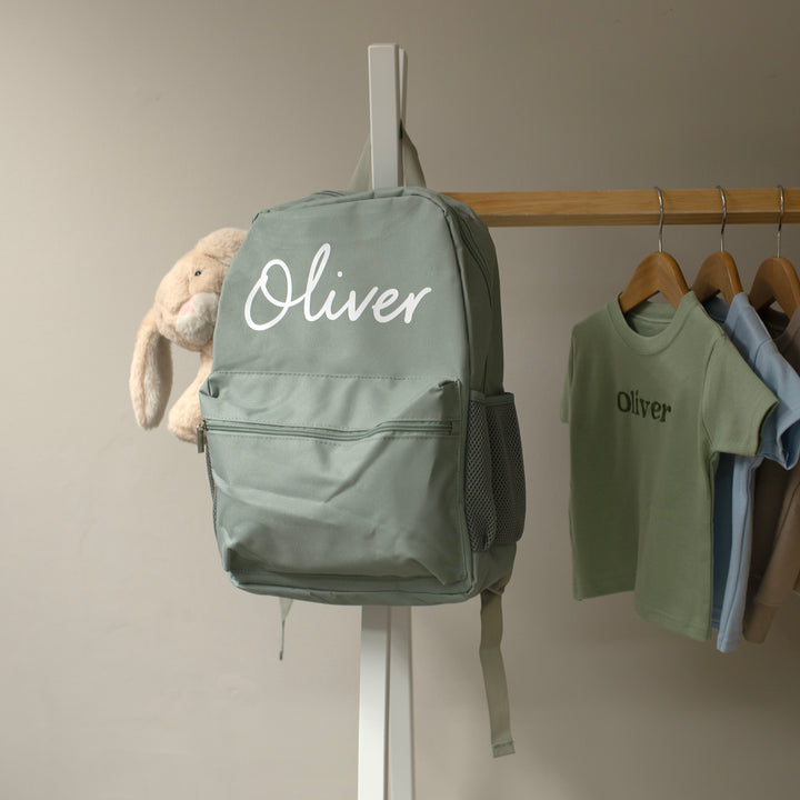 Mabel & Fox - Personalised Kids Large Backpack - Sage
