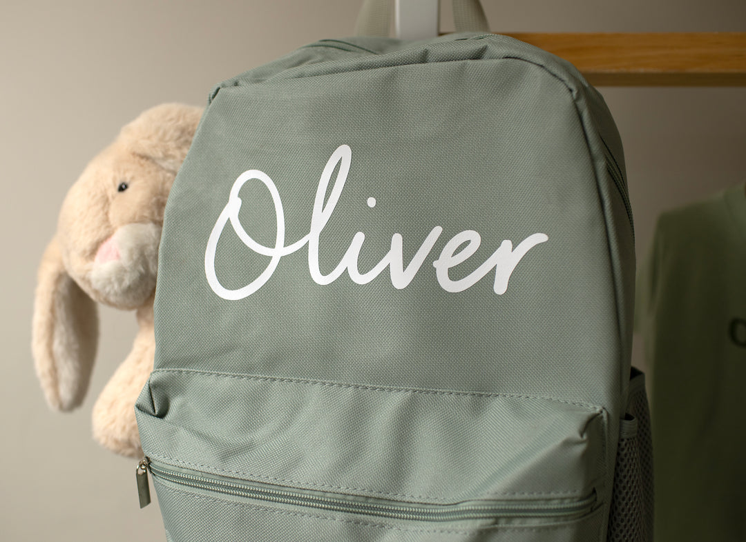 Mabel & Fox - Personalised Kids Large Backpack - Sage