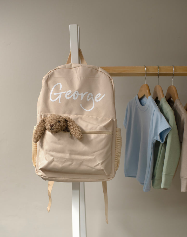Mabel & Fox - Personalised Kids Large Backpack - Cream