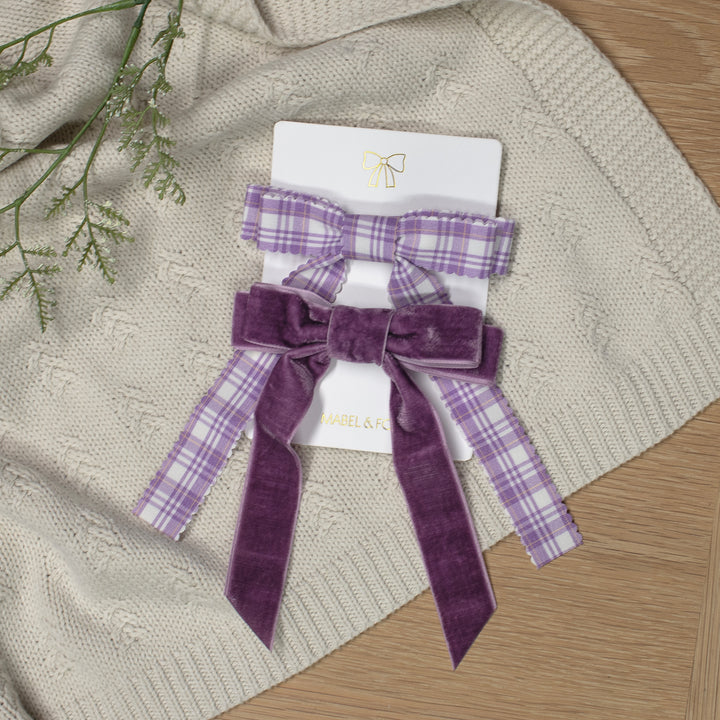 Mabel & Fox - Hair Bow Clips - Purple (2 Pack)