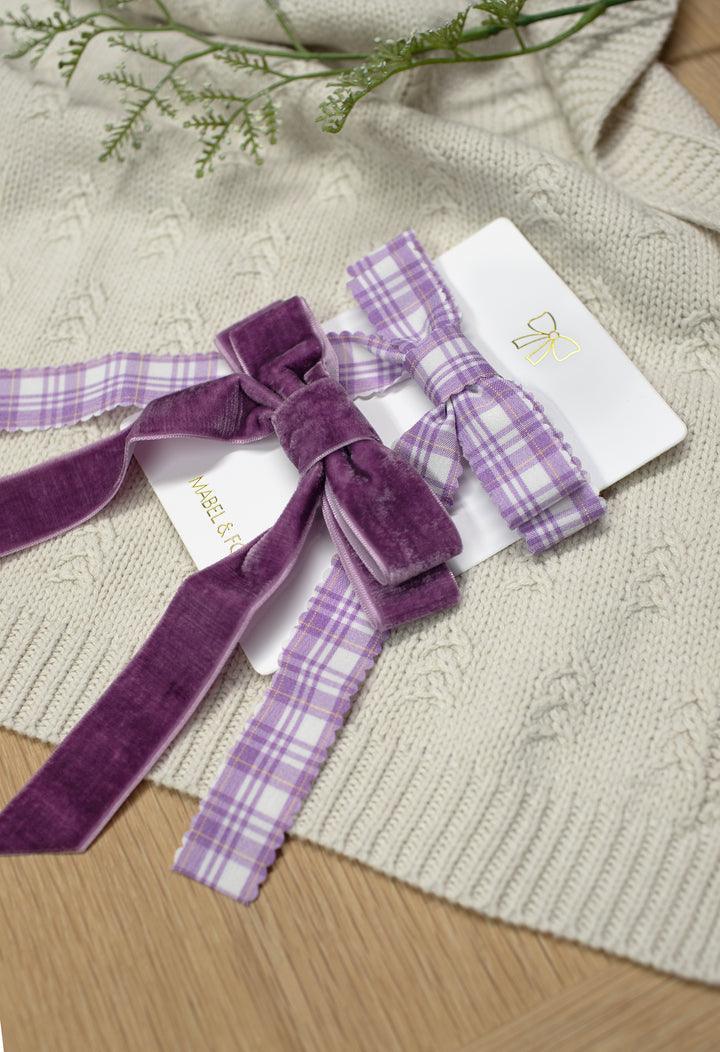 Mabel & Fox - Hair Bow Clips - Purple (2 Pack)