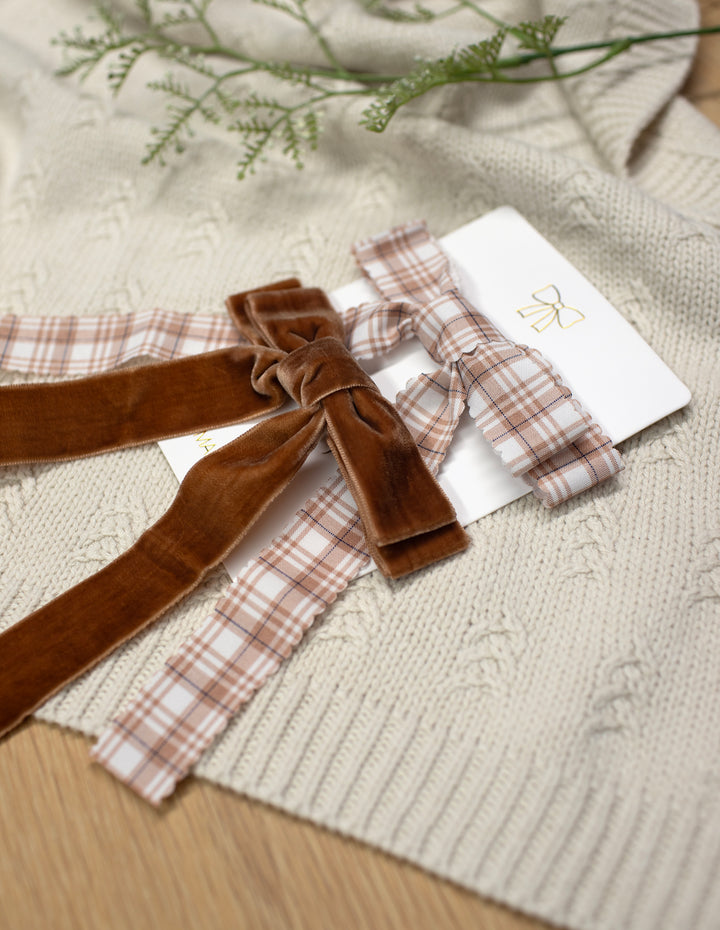 Mabel & Fox - Hair Bow Clips - Brown (2 Pack)