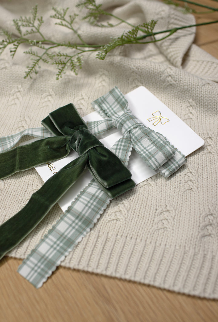 Mabel & Fox - Hair Bow Clips - Green (2 Pack)