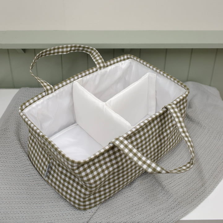 Mabel & Fox - Gingham Nappy Caddy - Green