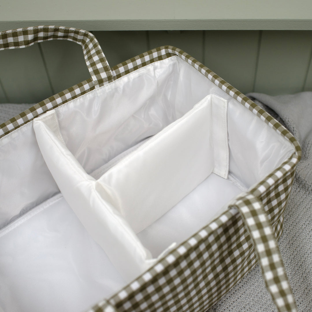 Mabel & Fox - Gingham Nappy Caddy - Green