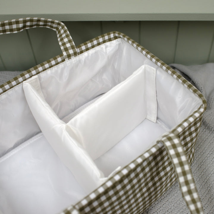 Mabel & Fox - Gingham Nappy Caddy - Green