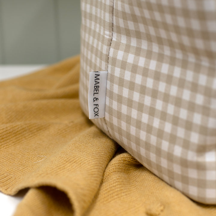 Mabel & Fox - Gingham Nappy Caddy - Beige