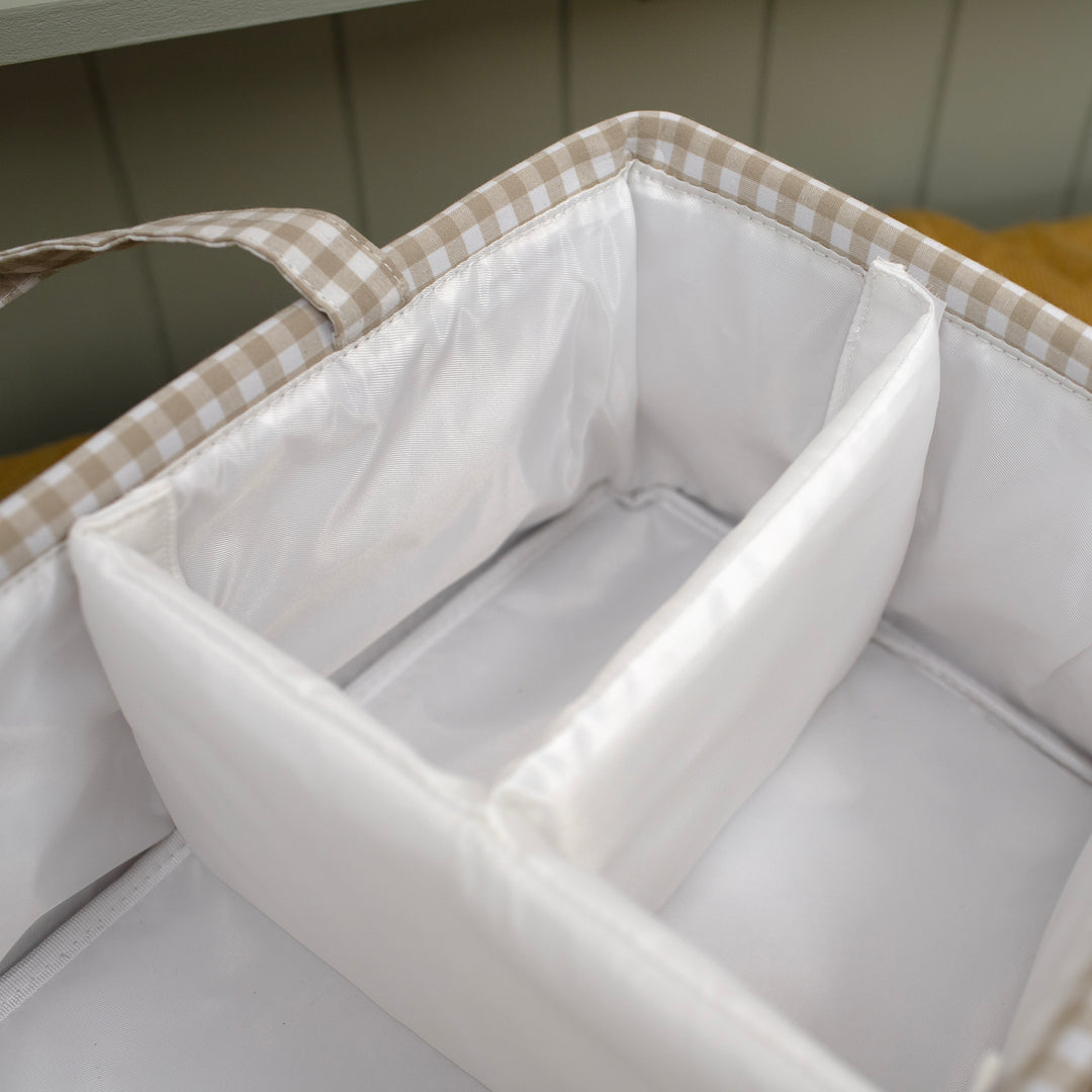 Mabel & Fox - Gingham Nappy Caddy - Beige