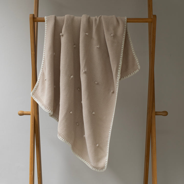 Mabel & Fox - Knitted Blanket - Natural Bobble