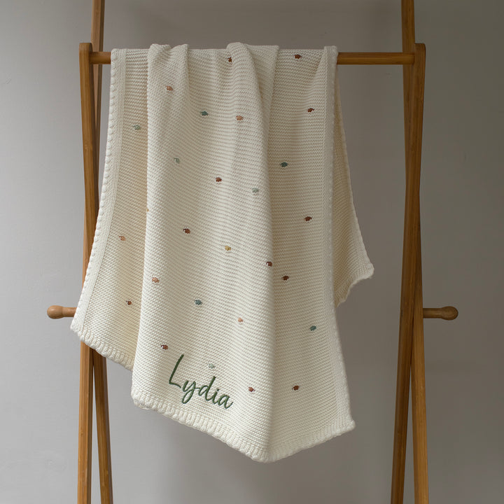 Mabel & Fox - Personalised Knitted Baby Blanket - Multi-Colour Bobble