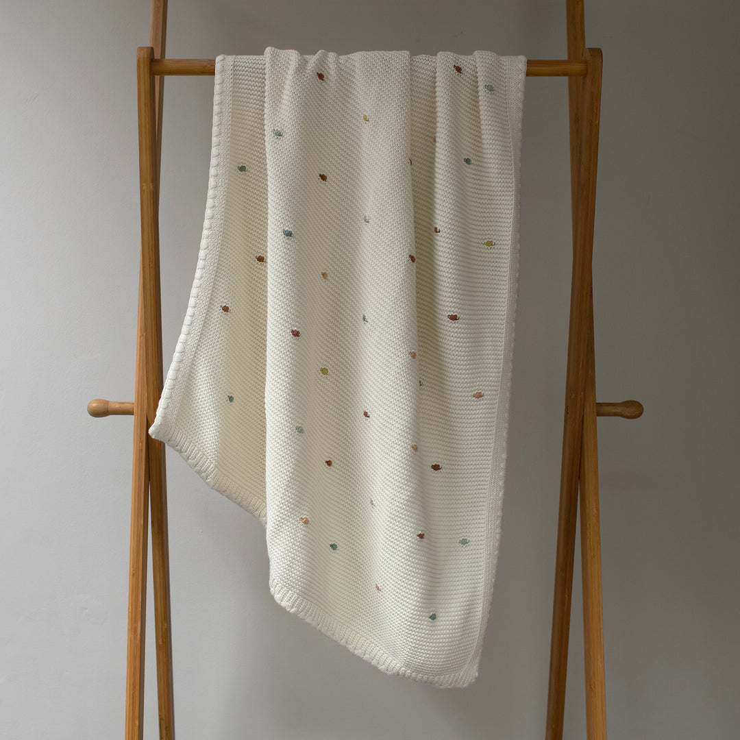 Mabel & Fox - Knitted Blanket - Multi-Colour Bobble