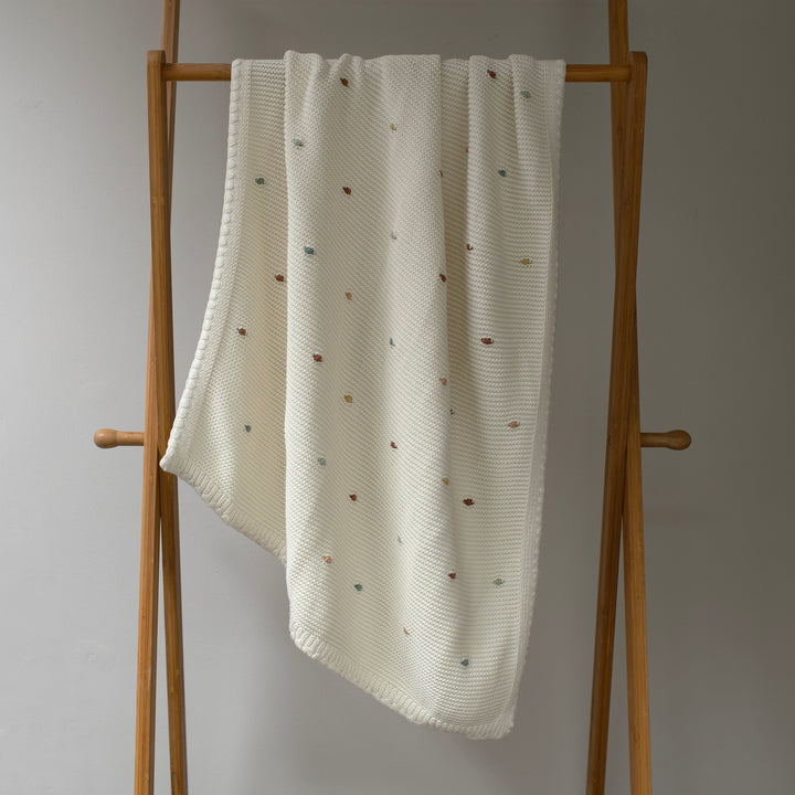 Mabel & Fox - Knitted Blanket - Multi-Colour Bobble