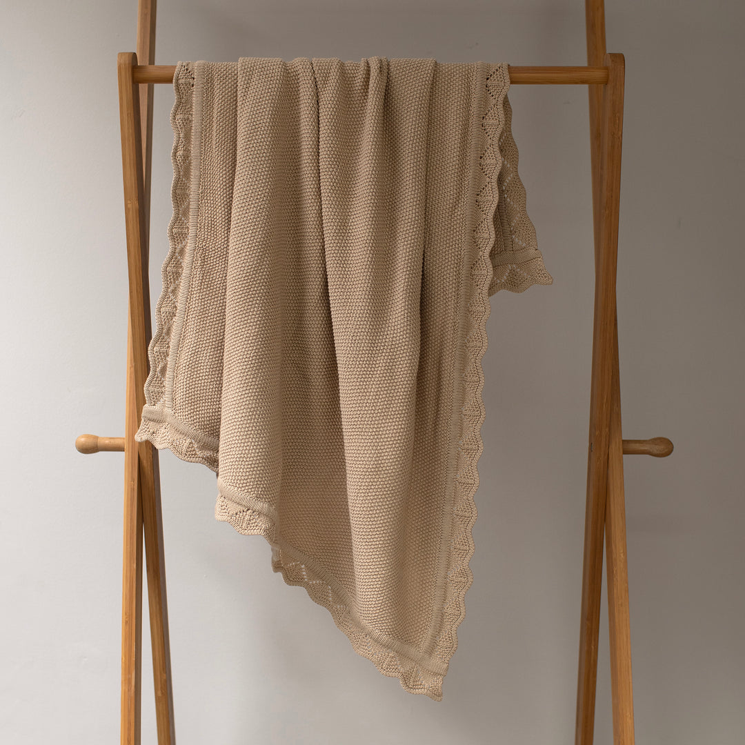 Mabel & Fox - Knitted Baby Blanket - Caramel - Mabel & Fox