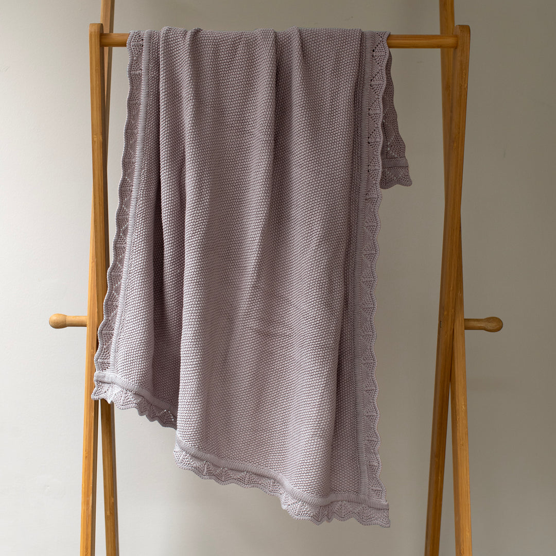 Mabel & Fox - Knitted Baby Blanket - Dusty Lilac - Mabel & Fox