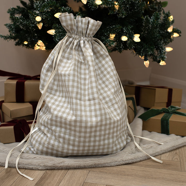 Mabel & Fox - Beige Gingham Gift Sack