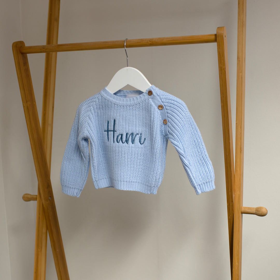 Mabel & Fox - Personalised Knitted Jumper - Blue