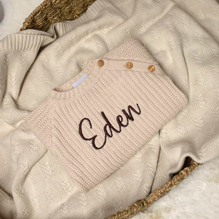 Mabel & Fox - Personalised Knitted Jumper - Taupe