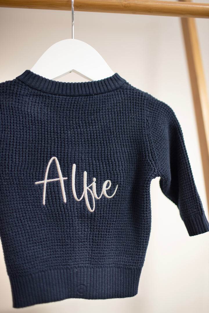 Name It - Personalised Knit Cardigan - Navy