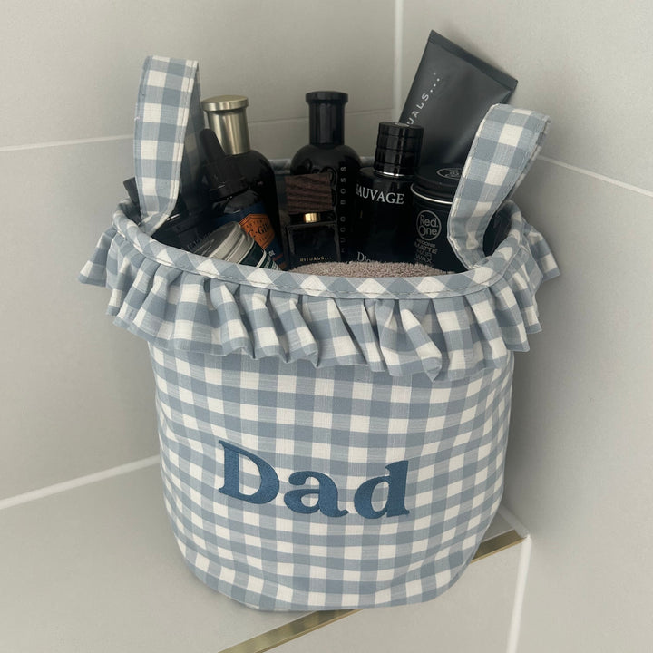 Mabel & Fox - Embroidered Gingham Ruffle Basket - Dad
