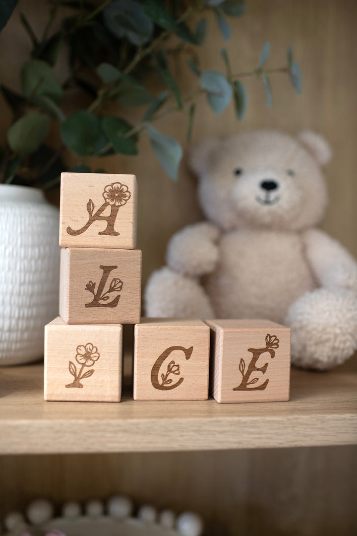 Mabel & Fox - Personalised Wooden Blocks - Wildflower - Mabel & Fox