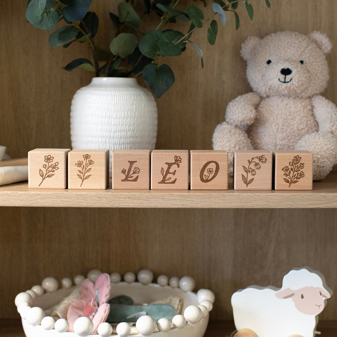 Mabel & Fox - Personalised Wooden Blocks - Wildflower - Mabel & Fox