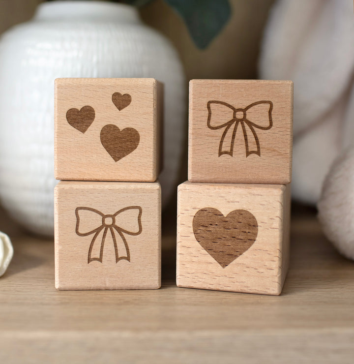 Mabel & Fox - 4 Pcs Wooden Block Set - Bow Cute