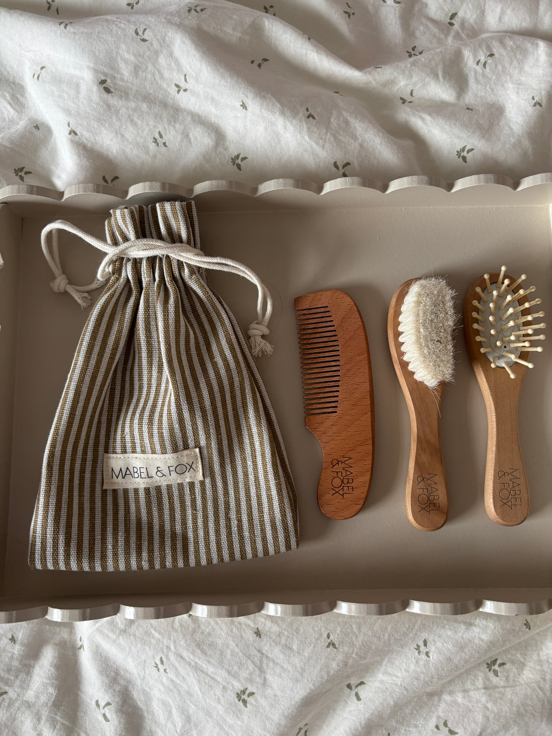 Mabel & Fox - Personalised Wooden Brush Set - Botanical (3 Pack)