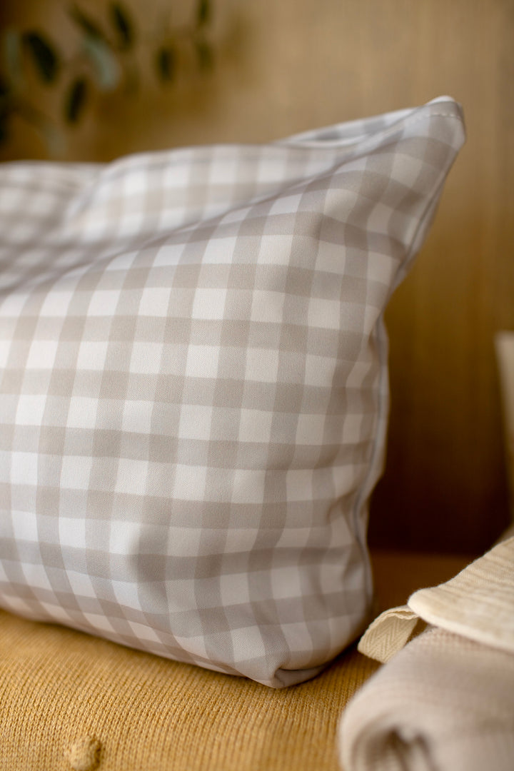 Mabel & Fox - Large Wet Bag - Beige Gingham - Mabel & Fox
